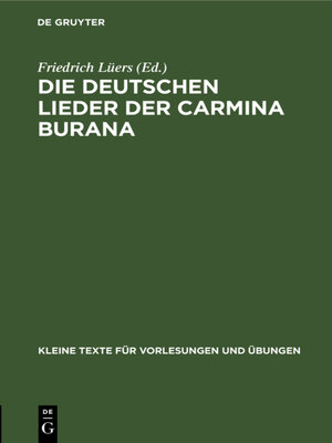 cover image of Die deutschen Lieder der Carmina Burana